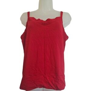 Patagonia Strappy Red  V Neck Tank Top Built-In Shelf Bra Wide Hem At Waist Sz L
